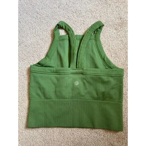 NWT Athleta Aurora High Neck V-Back Tank Green Size XS - Picture 2 of 4